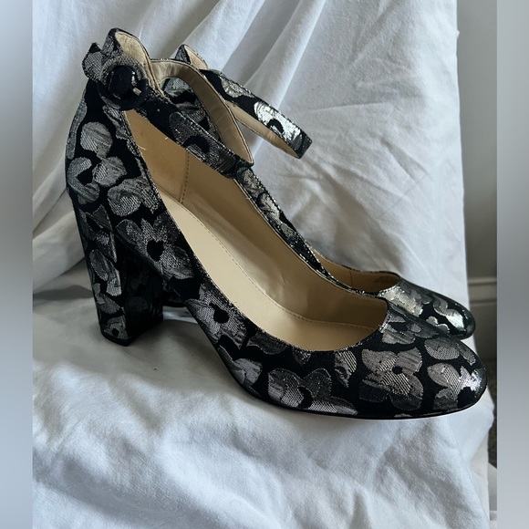 Marc Fisher, Women’s Size 11, Black and Silver round toe, ankle strap heels - Picture 2 of 5
